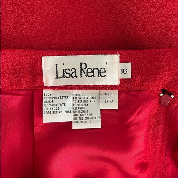 LISA RENE Women’s Red 100% Polyester w/Acetate Lining Pencil Skirt-Plus Size 16 - Picture 3 of 5